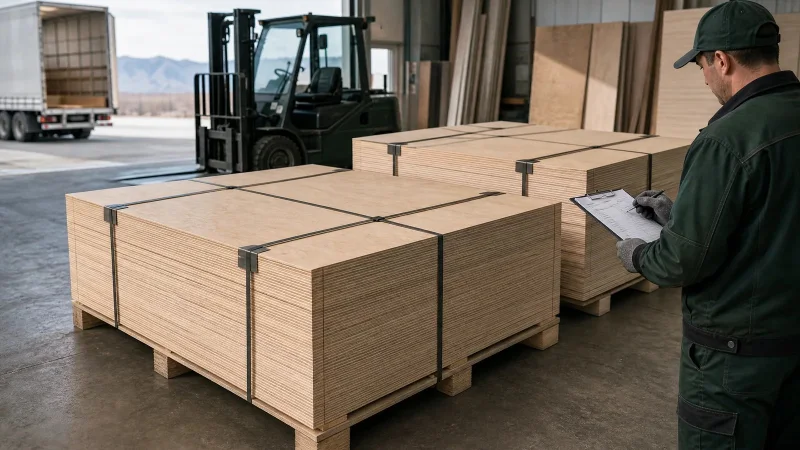 Оптовая партия берёзовой фанеры Nord Panels перед доставкой по Казахстану